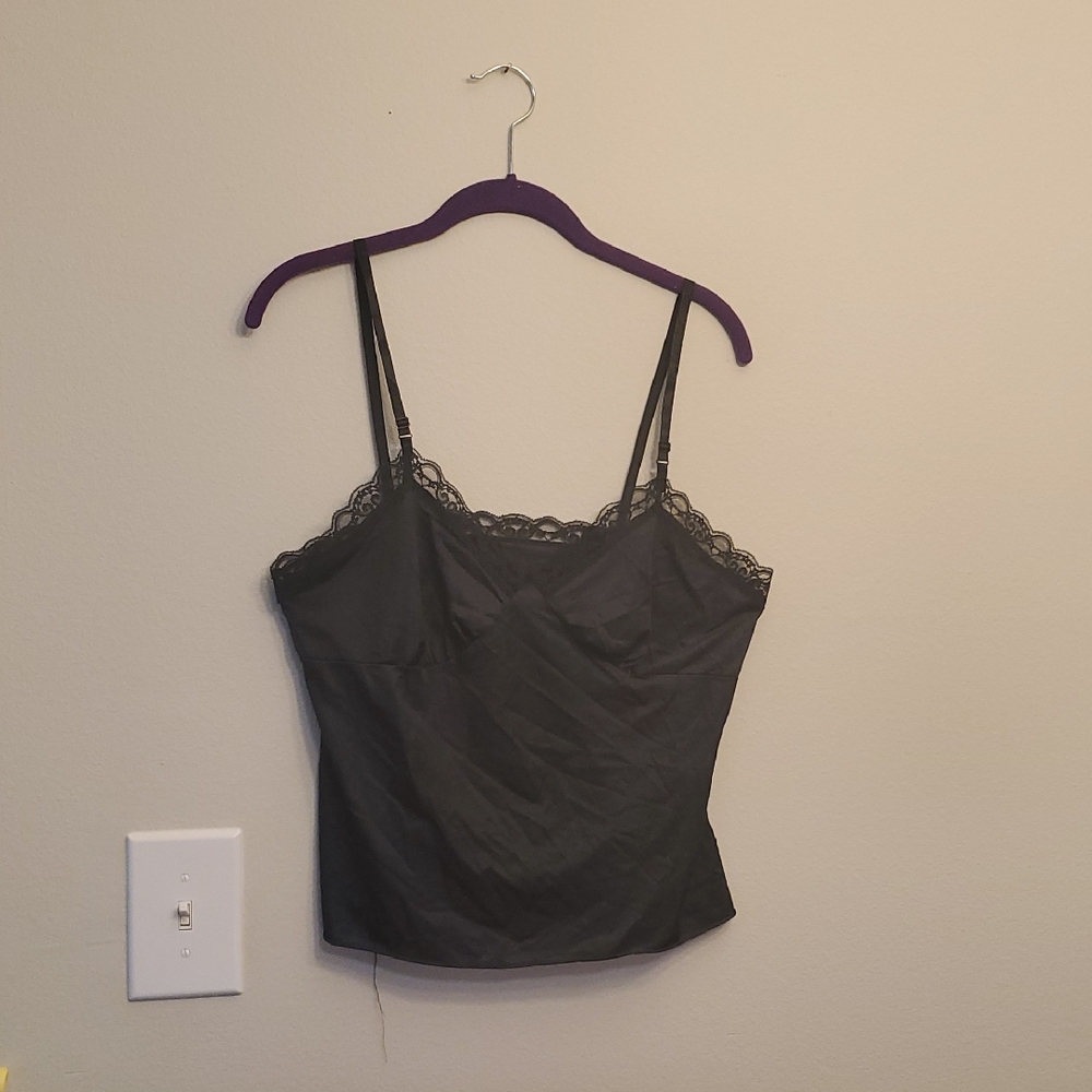 Elegant Black Lace Trim Cami Top